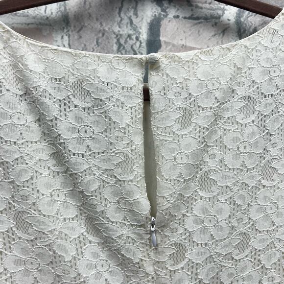 Laundry By Shelli Segal Jewel-Neck Lace 3/4 Sleeve Mini Dress White Size 4P $265 - Picture 10 of 12